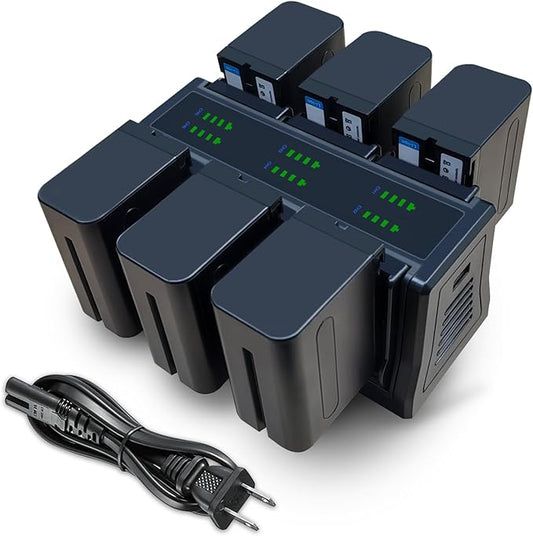 4&6 Pack NP-F970 Batteries 8900mAh and 4/6-Channel Charger Compatible by Binval