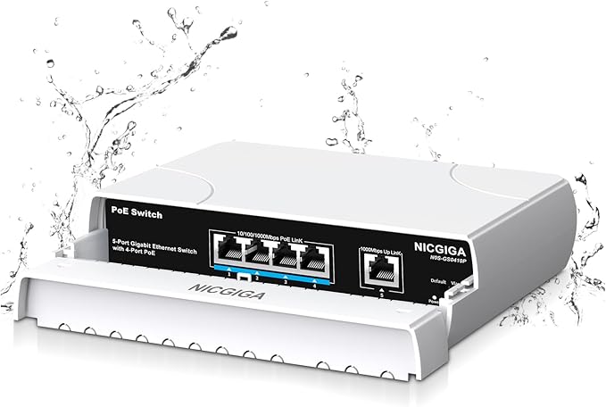 Outdoor Waterproof 4-Port Gigabit PoE Switch by NICGIGA