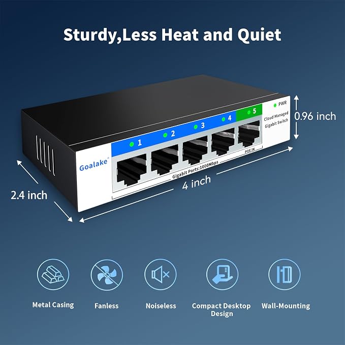 5 Port Gigabit Switch, Easy Smart Managed Ethernet Switch, Network Hub - Image 9