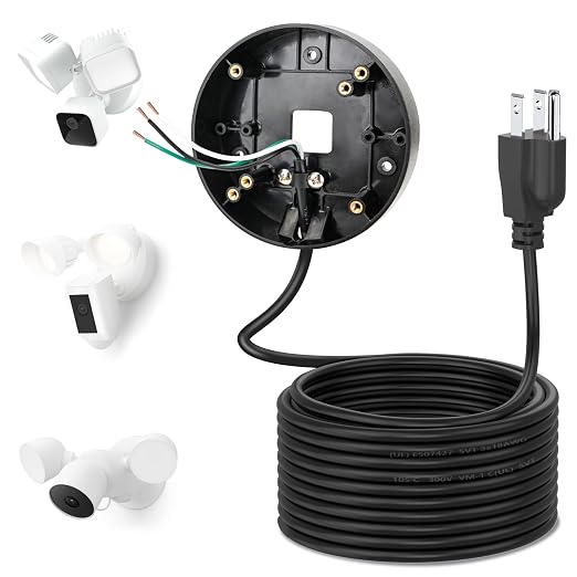 Power Cable and Plug-in Mount for Floodlight Cams Compatible by CaGuan