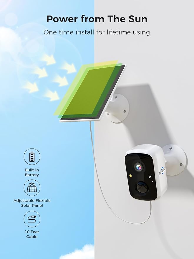 Hiseeu Solar Camera Outdoor Wireless, 4 Cam-Kit, No Subscription, Expandable to - Image 5