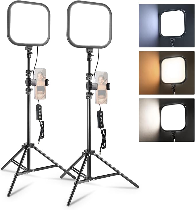 NEEWER Basics 2 Pack 15W 10.8" LED Video Light Panel Lighting Kit by Neewer