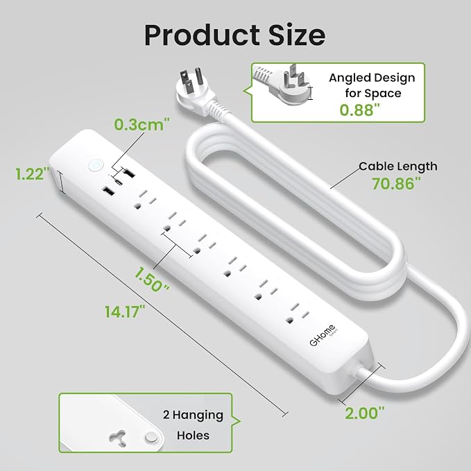 GHome Smart Power Strip 15A, 2.4G WiFi Smart plugs that work - Image 8