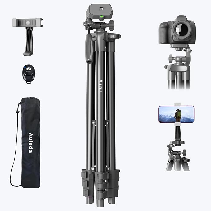 71″ Camera Tripod Aluminum Tall Tripod Stand Compatible by AuledaPhotography