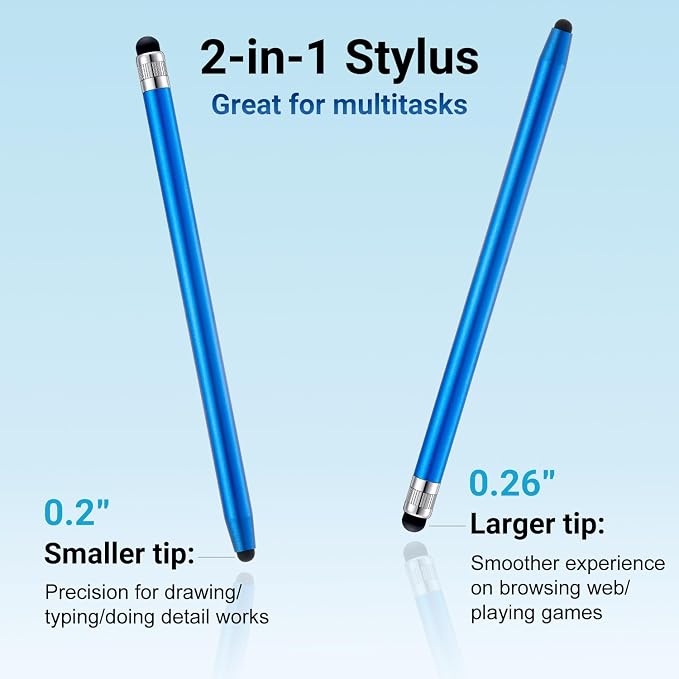 LINFANC 12Pcs Blue Stylus Pen for Touchscreen, 2-in-1 High Precision & - Image 3