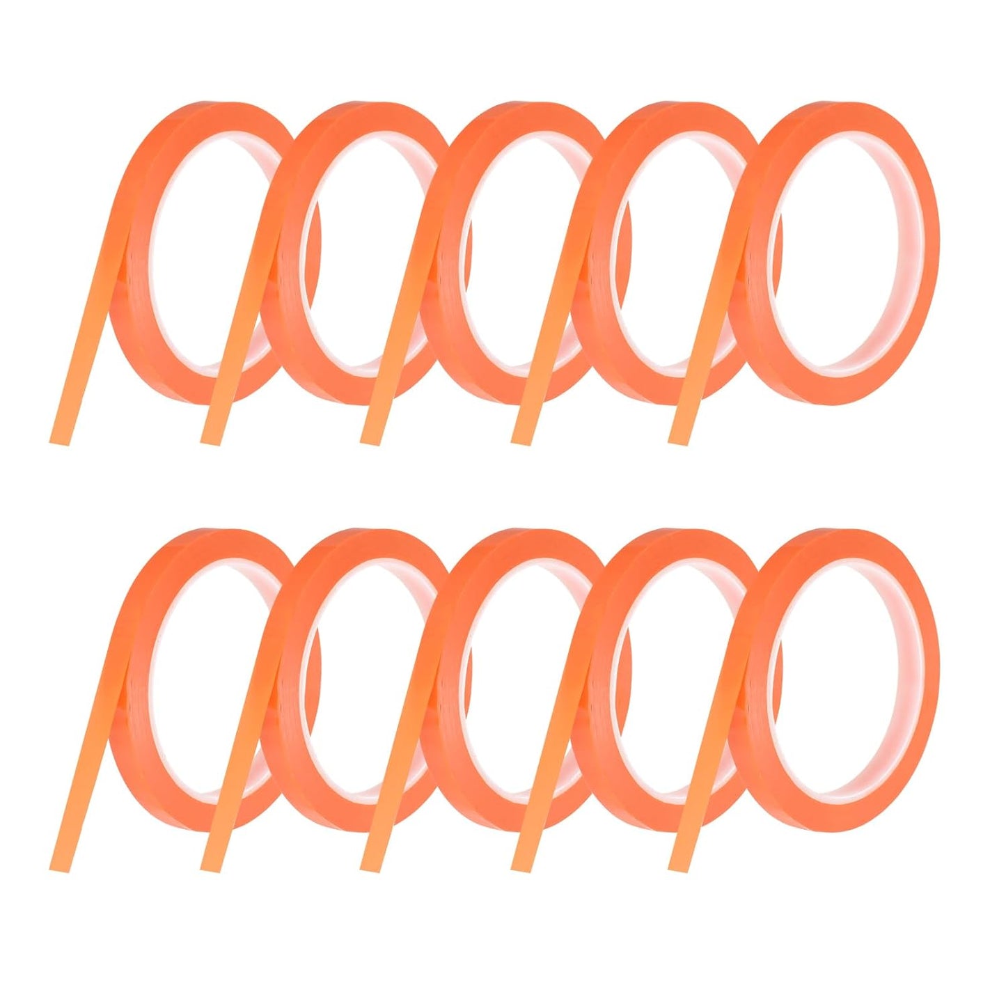 MECCANIXITY 10 Rolls Whiteboard Tape Graphic Chart Tape 10mm 54.7 Yard Art Tape Thin Self-Adhesive Pinstripe Tape Masking Tape for Gift Wrapping Craft Supplies, Orange