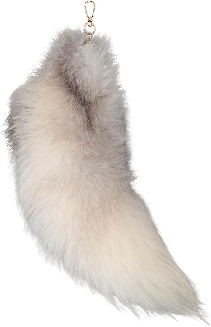 Fox Tail Keychain Long, Fluffy Therian Tail Faux Fur Keyring, Party Costume by Unknown