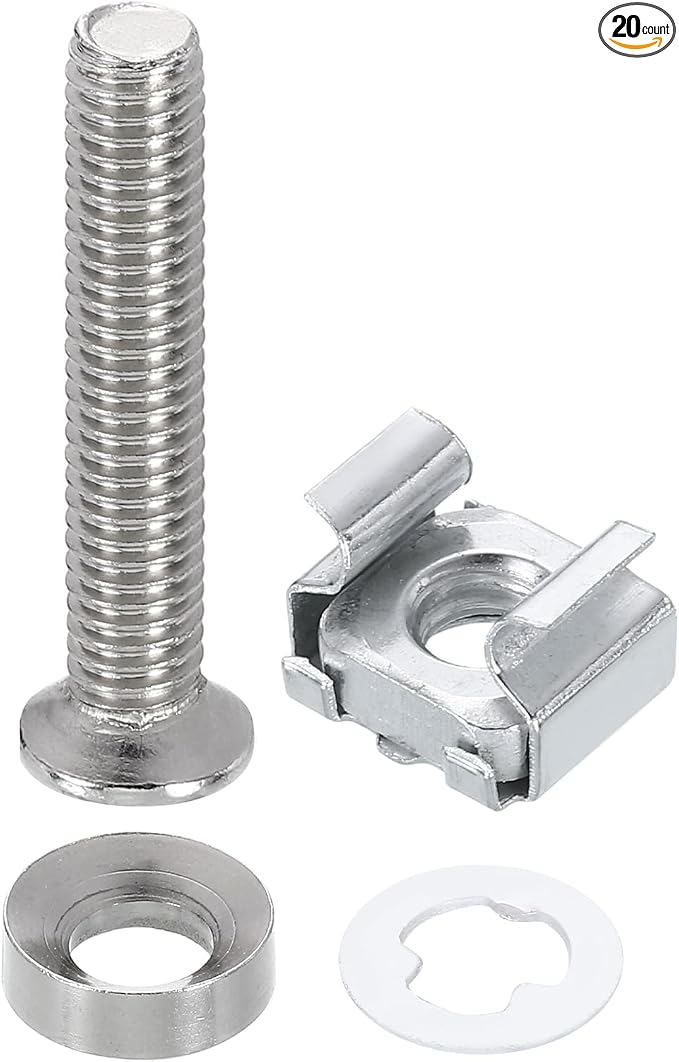 PATIKIL Rack Mount Cage Nut, Carbon Steel Rack Screws Zinc Square Snap-in Cage by PATIKIL