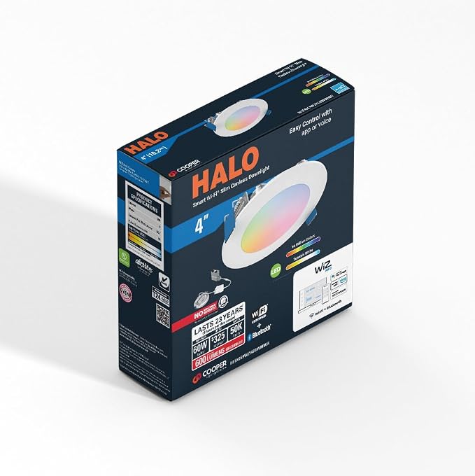 HALO HLB4069WZRGBWMWR 4” Smart Wi-Fi Slim Canless LED Downlight Powered by WiZ - Image 2