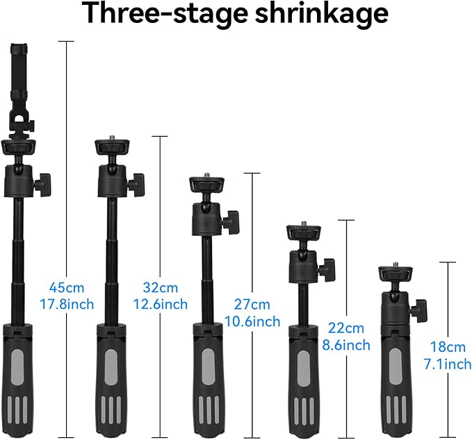 Lightweight Mini Tripod for Camera/Phone/Webcam & Selfie Stick, 360° Phone Clip - Image 5
