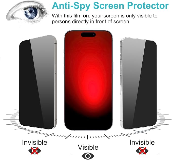 PEHAEL 2+2 Pack for iPhone 15 Pro Max Privacy Screen Protector - Image 4