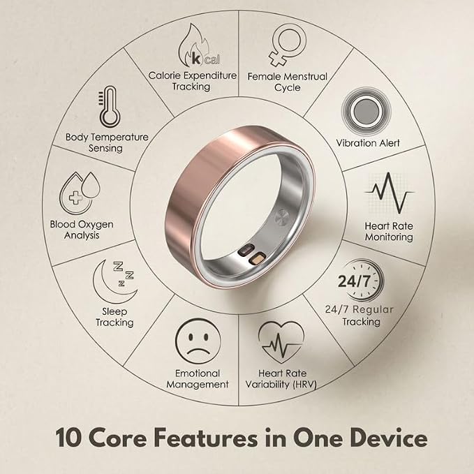 Smart Ring Health Tracker 5ATM Waterproof Sport Ring Exclusive Vibration Alerts - Image 5
