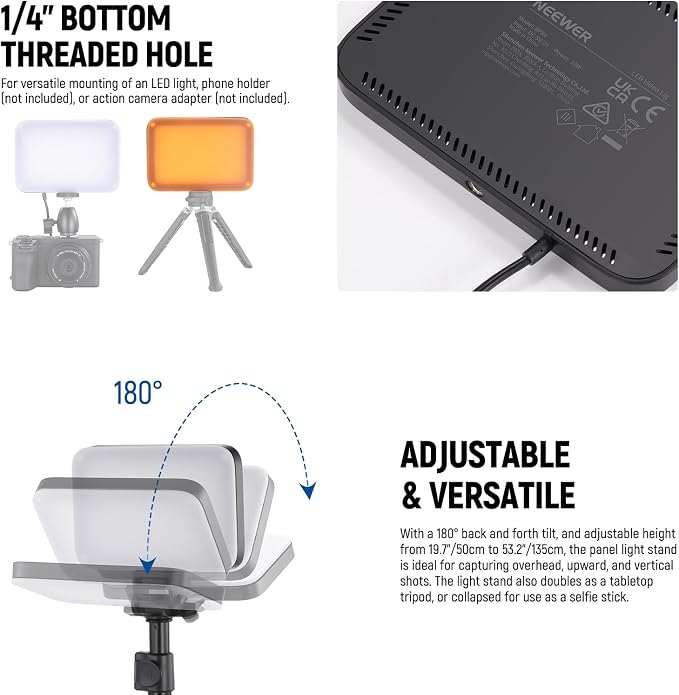NEEWER Basics LED Video Light Panel Lighting Kit, Bi Color Dimmable Portable - Image 5