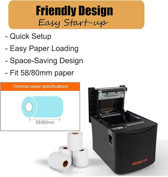 Rongta Thermal Receipt Printer, 80mm High-Speed POS Printer - Image 5