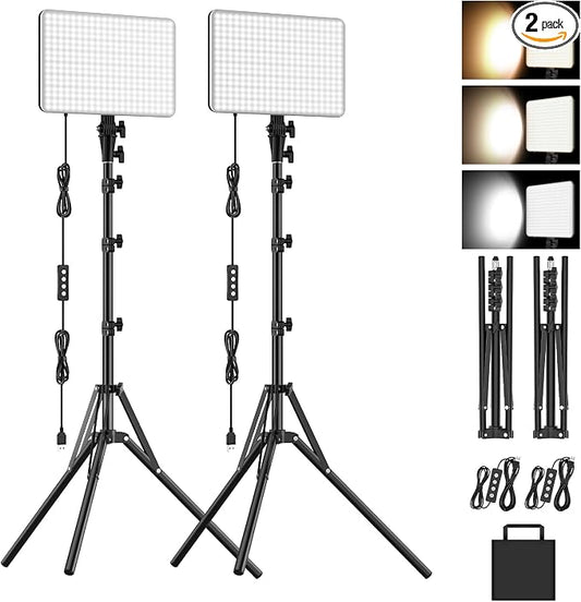 2-Pack LED Video Lighting Kit, Anautin 15W/1700Lux Photography Lighting by Anautin