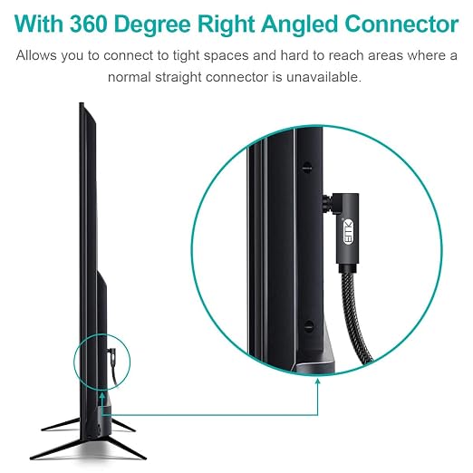 EMK 90 Degree Toslink Optical Cable 360 Degree Free-Rotating Plug Fiber Optic - Image 3
