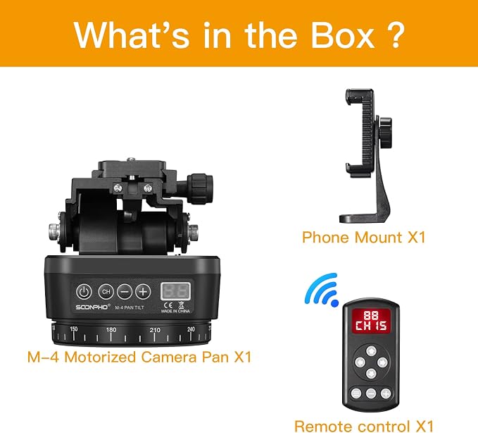 Soonpho M4 Motorized Rotating Panoramic Tripod Head, Remote Control Pan Tilt - Image 8