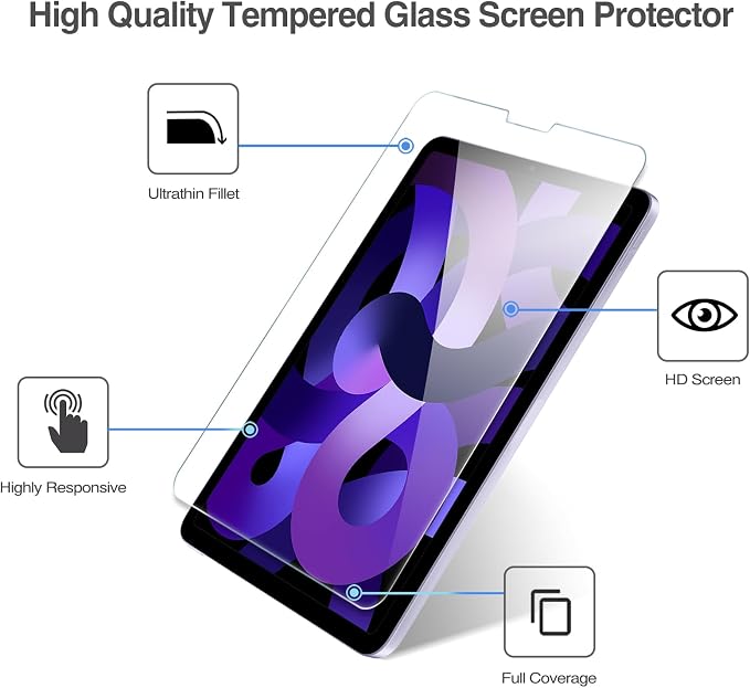ProCase Screen Protector for iPad Air 5th /4th Generation 10.9" + Camera Lens - Image 3