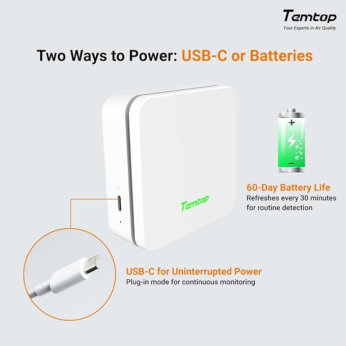 Temtop P1 Air Quality Monitor, PM2.5/PM10/Temperature/Humidity Sensor - Image 6