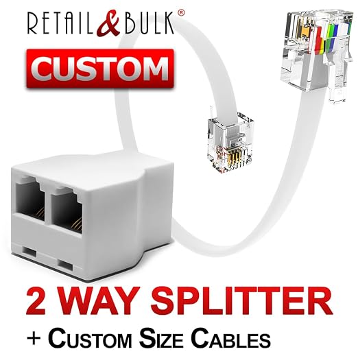 Phone Jack Splitter for Landline Duplex in-line 6P4C Telephone Adapter + - Image 2