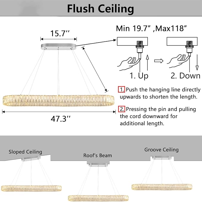 HAIXIANG Modern Crystal Chandelier Dimmable LED Long Chandeliers - Image 2