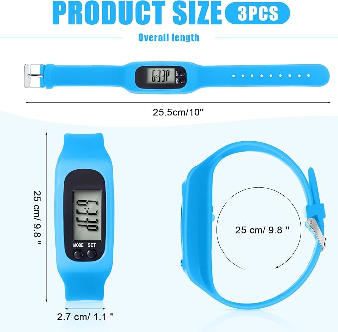Silicone Fitness Tracker Watch 3 Pcs Walking Running Pedometer Calorie Burning - Image 2