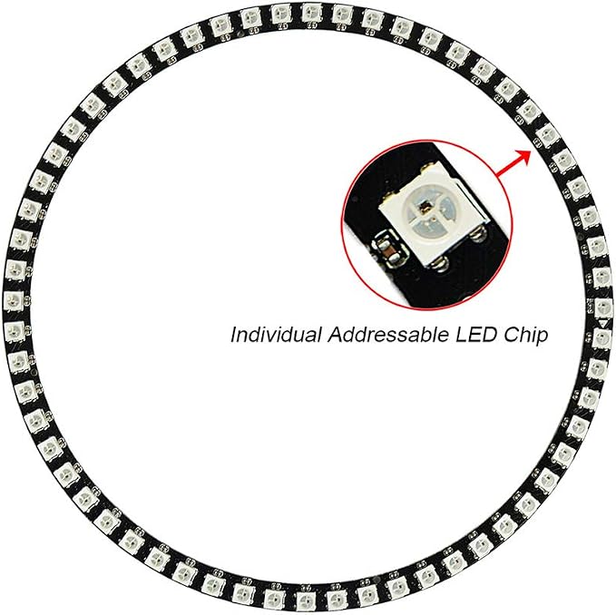 60 LEDs WS2812B 5050 RGB LED Ring Lamp Light Individually Addressable Full - Image 3