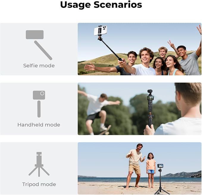 K&F CONCEPT MS62 25.6'' Mini Selfie Stick Tripod Stand, 5 Levels 360° Ball Head - Image 7