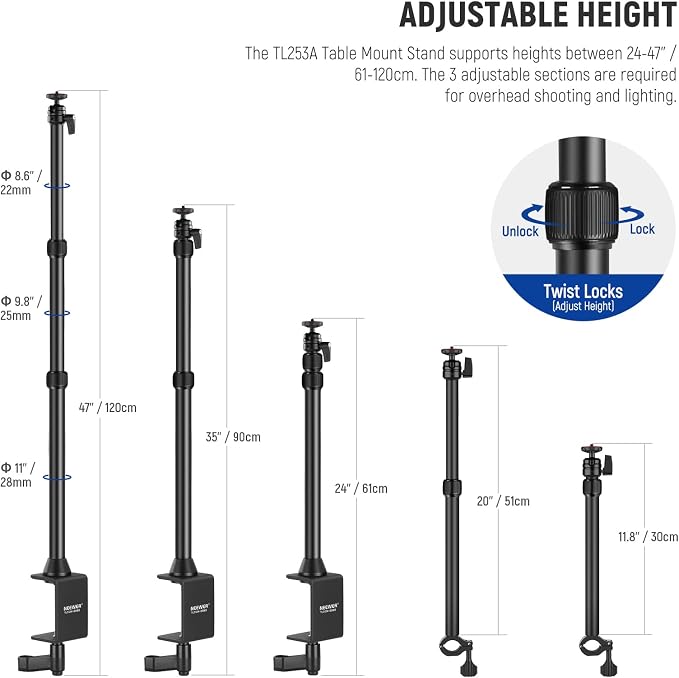 NEEWER TL253A+DS001 Table Camera Tripod - Image 2