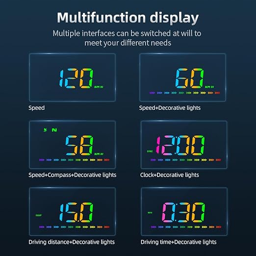 Heads Up Display M23 Color, GPS Digital Speedometer MPH - Image 5