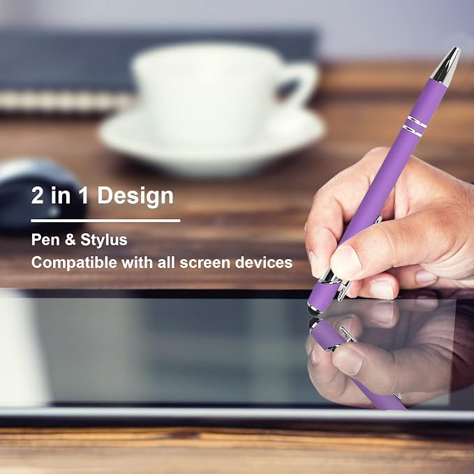 Oddmoal Ballpoint Pen with Stylus Tip, Soft Touch Click Metal Pen, 1.0mm Medium - Image 3