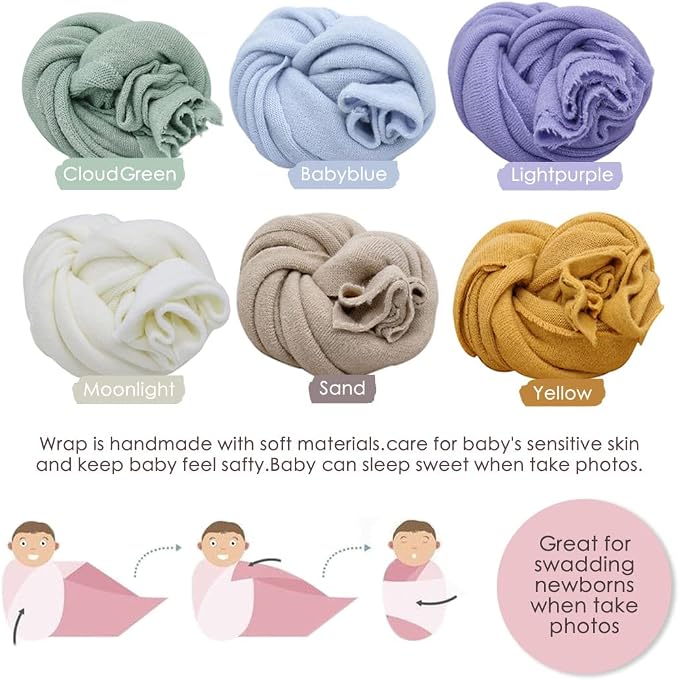 Newborn Posing Wrap Newborn Photography Props Soft Stretch Knit Blanket - Image 7