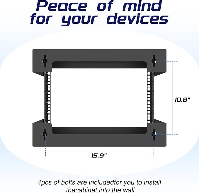 6U Wall Mount Open Frame 19 Inch Server Equipment Network Cabinet 18 inches - Image 3