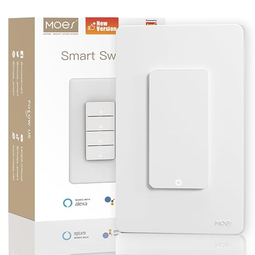 MOES 2nd Generation Wi-Fi Smart Light Switches, Neutral Wire Required, by MOES