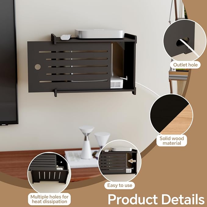 Wooden WiFi Router Storage Box Hider Shelf, Decorative Projector Box Hider Rack - Image 4
