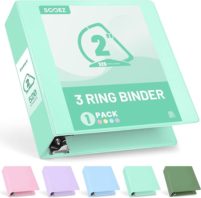 Sooez BinderX Extra Durable 2 Inch 3-Ring Binder, Holds 520 Sheets of 8.5x11 by Sooez
