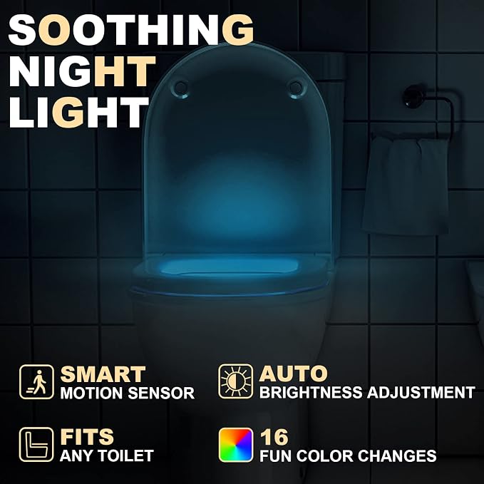Toilet Light Motion Sensor Activated 16 Colors Changing, 3 Pack LED Toilet Seat - Image 2