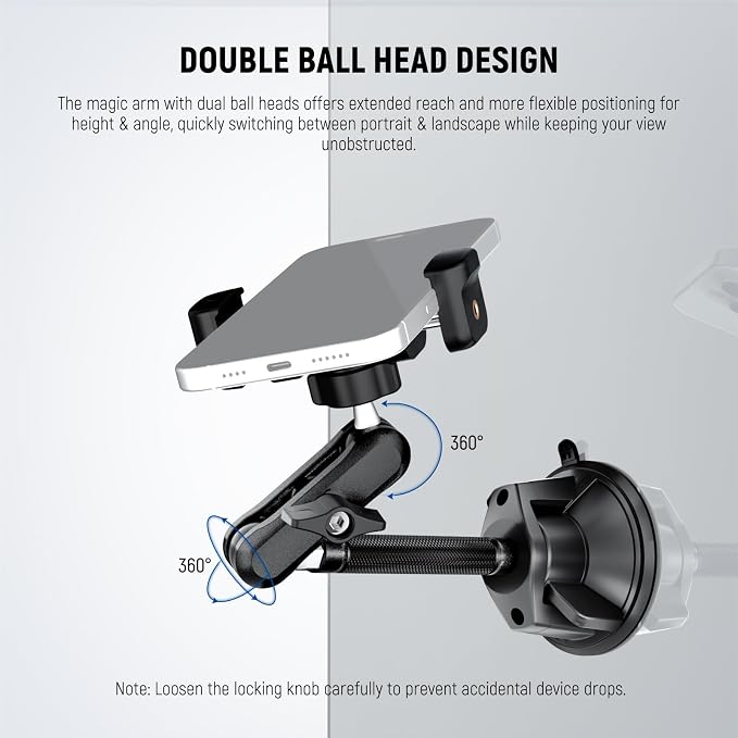 NEEWER Phone Holder for Your Car, 360° Rotating Vacuum Suction Cup Metal Cell - Image 3