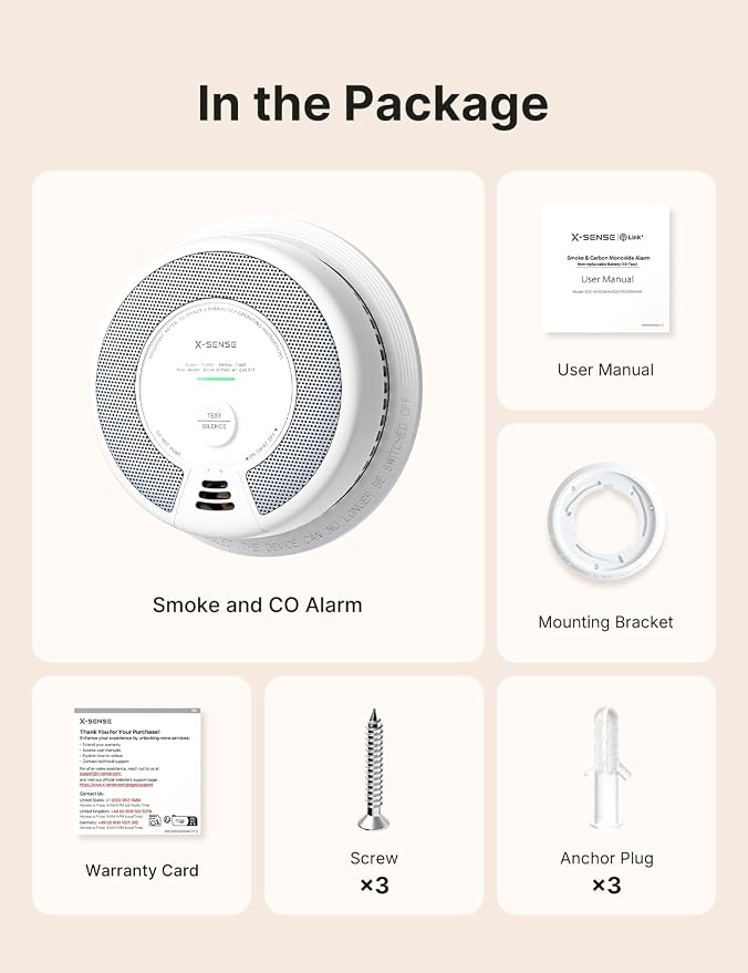 X-Sense Smoke Detector Carbon Monoxide Alarm Combo 10-Year Battery, UL 217 & UL - Image 8