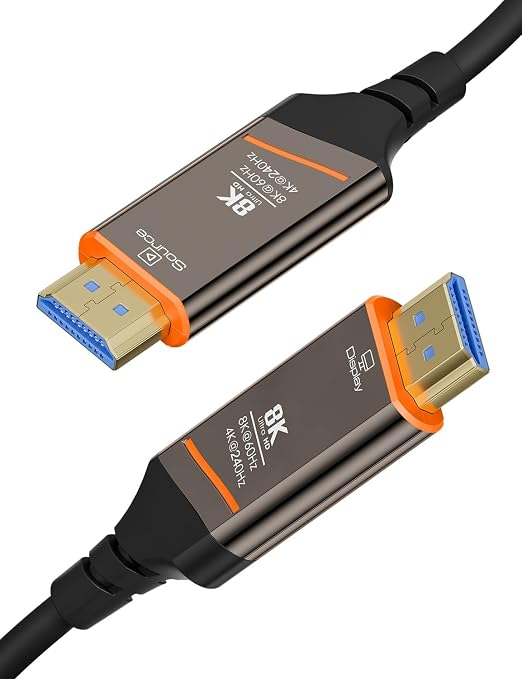 Fiber Optic HDMI Cable 30FT, 8K HDMI 2.1 Cable, High-speed 48Gbps, Support by DICEKOO