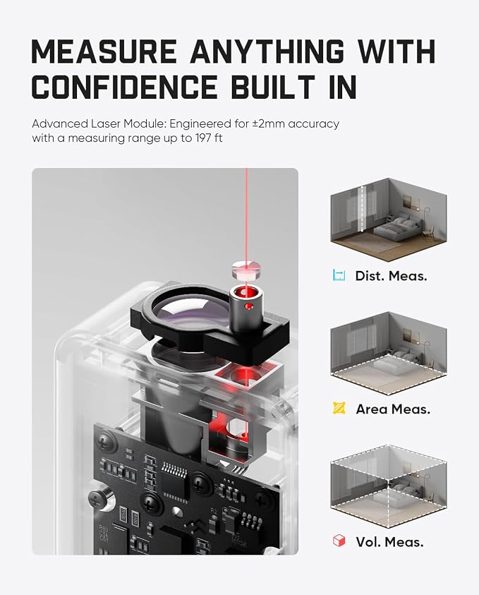 Fanttik A11 Ultra 3-in-1 Laser Measuring Tool, 197Ft Digital Laser Distance - Image 4