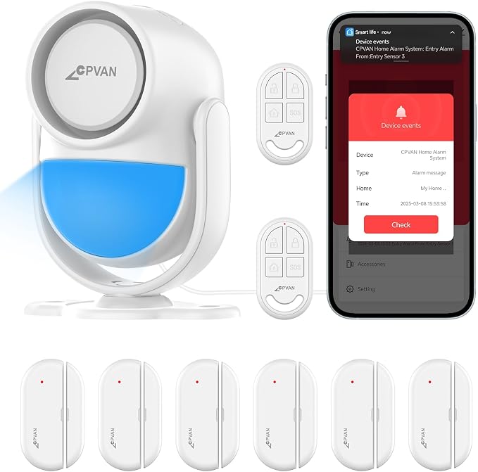 CPVAN Home Alarm System with PIR Motion Sensor, WiFi Wireless DIY Smart by CPVAN