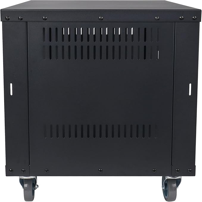 Sound Town 8U Universal Steel Rack, w/Mesh Doors, Locking Casters, Vented Side - Image 4