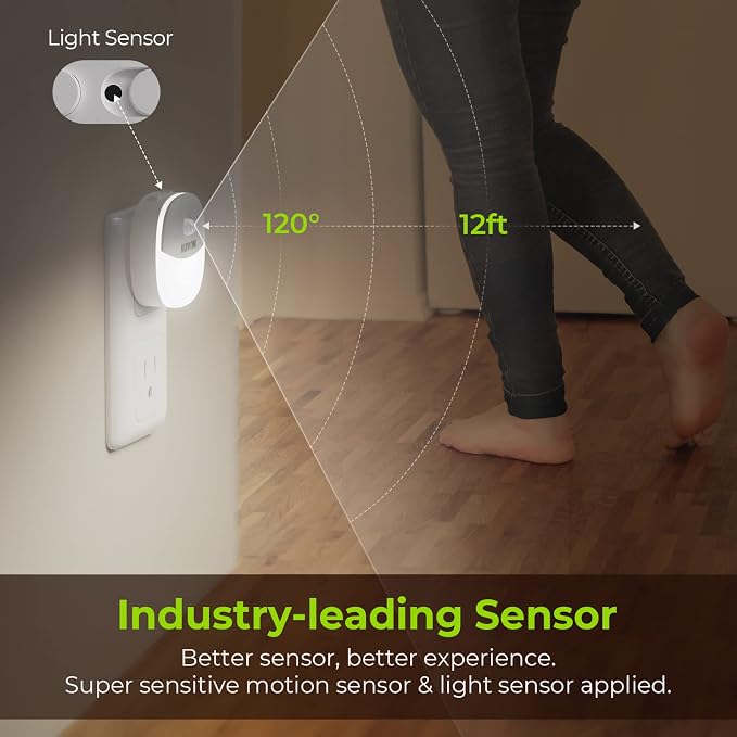 AUVON Plug in Night Light with Motion Sensor and Dusk to Dawn Sensor, Mini Cool - Image 3