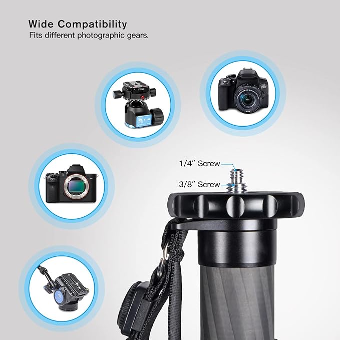 SIRUI Camera Monopod P-326 6 Section Carbon Fiber Compact Lightweight Travel - Image 3