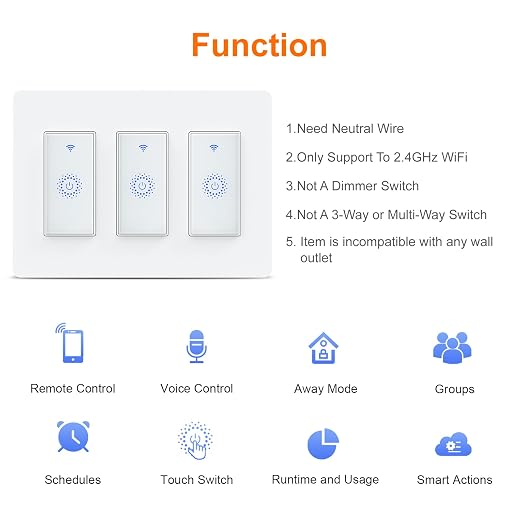 Milfra Smart Switch 3 Gang Alexa Light Switch Smart WiFi Light Switch Compatible - Image 2