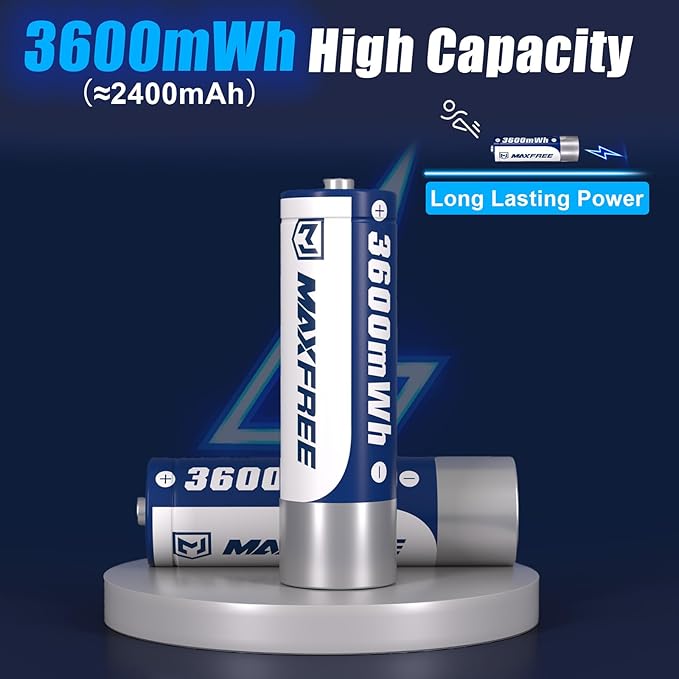 Maxfree 8-Pack Rechargeable AA Lithium Batteries - Image 3