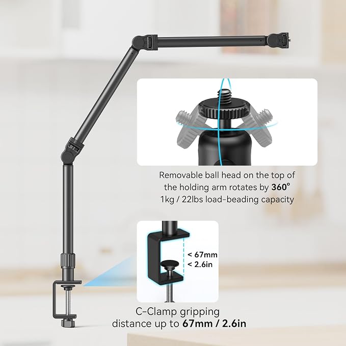 SMALLRIG Overhead Camera Mount, Camera Desk Mount Stand - Image 9