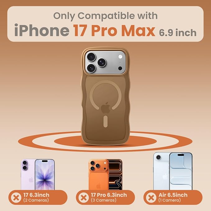 toushion for iPhone 17 Pro Max Case Cute Brown, Fits MagSafe, Matte Skin - Image 2