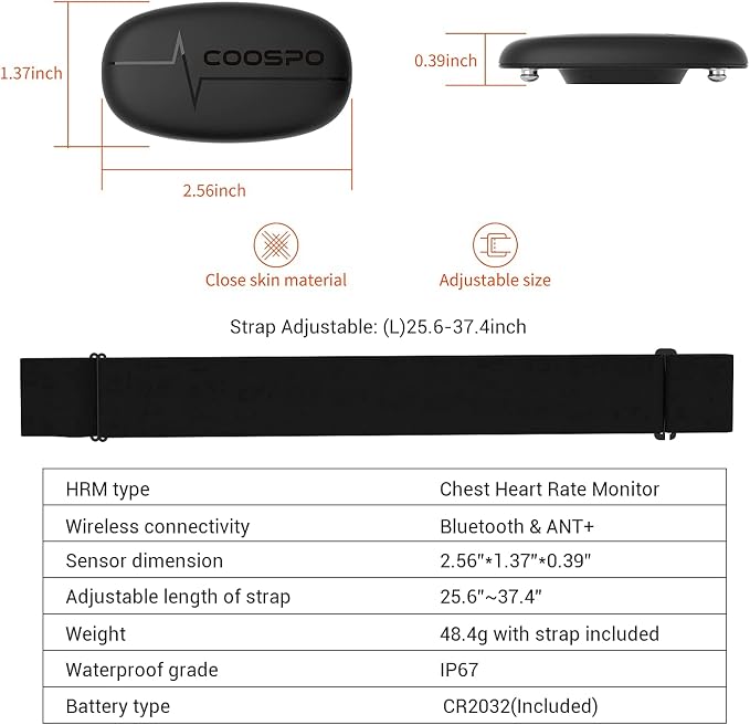 COOSPO H6 Heart Rate Monitor Chest Strap Bluetooth 4.0 ANT+ IP67 Chest Heart - Image 6